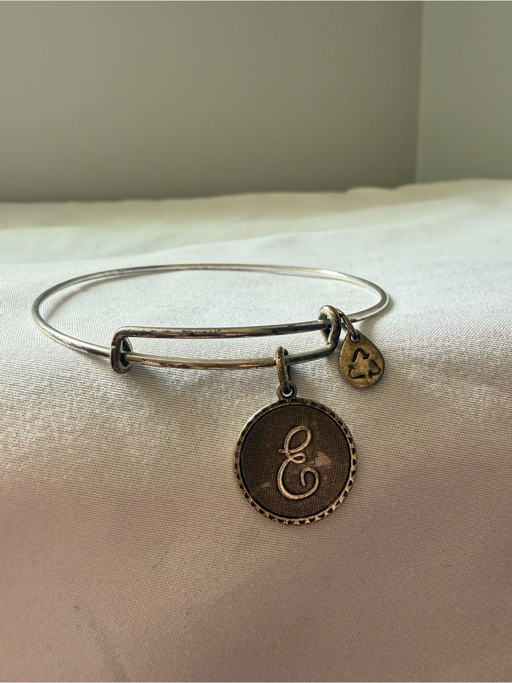 Alex and Ani Rafaelian E Initial Charm Bangle Bracelet